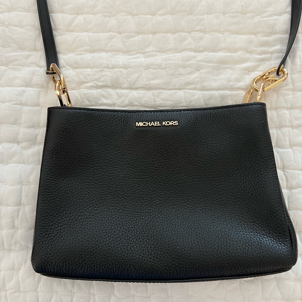 Michael Kors Black Crossbody Bag with Gold Accents